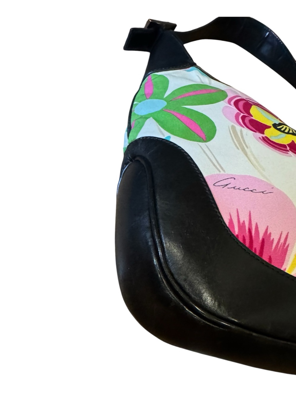Gucci Tom Ford Multicolor Floral Print & Black Leather Jackie Hobo Shoulder Bag - Picture 9 of 16
